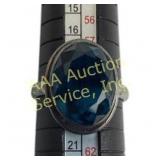 .925 Sterling Silver Ring with Oval Blue Stone, Si