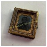 Civil War Era Soldier Tintype in Ornate Gilt Case