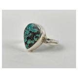PLM .925 Sterling Silver Turquoise Ring Size 7.5