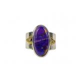 925 Sterling Silver Ring with Oval Purple Stone, S
