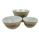 Pyrex Lot Of 3 Mushroom Mixing Bowls