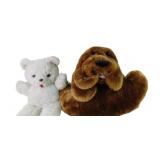 Plush White Bear and Brown Dog Stuffed Toys