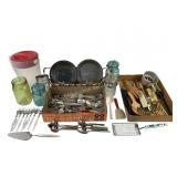 Kitchen Utensils, Glass Jars, Decorative Plates, a