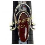 Sterling Silver Size 8 Ring with Oval Red Stone