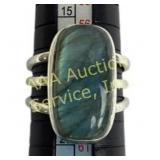 Sterling Silver Labradorite Ring, Size 8.5