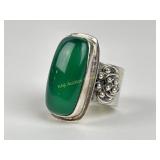 India .925 Sterling Silver Ring with Green Stone,