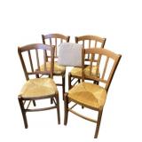 Wood Dining Chairs with Rush Seats and Seat Cushio