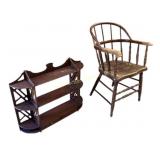 Wooden Wall Shelf and Spindle-Back Chair