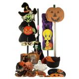 Vintage Halloween Lot, Tweety Yard Art, Plates,