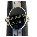 Sterling Silver Ring with Oval Black Stone, Size 5