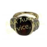 14K Gold Ring with brown Gemstone and Diamond Acce