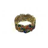 .925 Silver Size 7.5 Ring with Multi-Color Gemsto