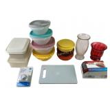 Tupperware Bowls, Storage Containers, Glass Vases,