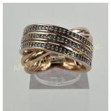 .925 Rose Gold-Tone Ring with Crisscross Design, S