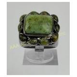 Thai .925 Sterling Silver Size 6 Ring with Green S