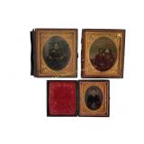 Tintypes in Cases with Ornate Gold-Tone Frames