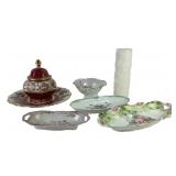 Decorative Porcelain and Glass Items Featuring Flo