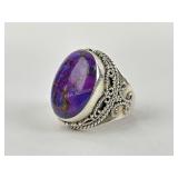 YS India .925 Sterling Silver Ring with Purple Sto