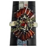 Sterling Silver .925 Size 8.5 Ring with Red and Cl