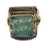 Sterling Silver .925 Ring with Square Blue Stone,