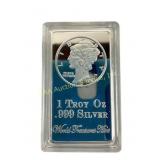 1 Troy Oz .999 Silver Bar with Mercury Dime Design