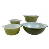 Lot Of 4 Green Nesting Bowls Pyrex