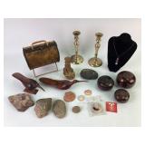 .925 marked necklace Hard sided purse, brass