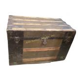 Wooden Trunk With Metal Accents and Water Damage