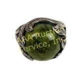 Sterling Silver .925 GFJ Thai Ring with Green