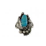 Size 7 Sterling Silver Ring with Turquoise Stone