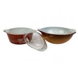 Pyrex Lof Of 3 Large Nesting Bowls Wheat