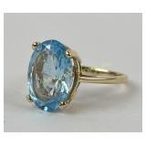 14K Yellow Gold Ring with Blue Gemstone, Size 8.5