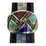 Sterling Silver .925 Ring Size 7.5 With Colorful I