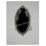 .925 Sterling Silver India YS Ring With Black Oval