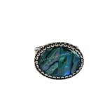 Sterling Silver 925 Size 7 Ring with Blue-Green St