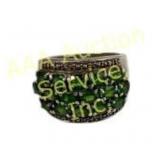 .925 Sterling Silver Ring with Green Stone Accents