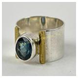 .925 Sterling Silver India Size 7 Ring with Blue S