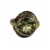 Sterling Silver Ring with Green Stone, Size 5.5