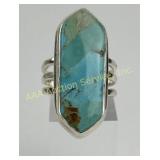 Turquoise Gemstone Sterling Silver Ring, Size 8, M