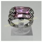 Sterling Silver .925 Size 6.5 Ring with Pink Stone