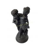 Cast Metal Sculpture of Two Figures with Floral De