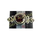 Sterling Silver Ring with Red Gemstone, Size 8