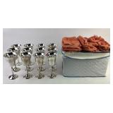 Silver-Plated Goblets with Floral Engraving and St