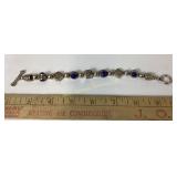Sterling Silver and Lapis Bead Bracelet with Toggl