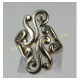 Sterling Silver Ring with Scroll Design, Size 8, 5
