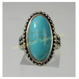 Sterling Silver .925 CFJ Thai Turquoise Ring, Size