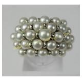 Sterling Silver Pearl Cluster Ring, Size 8