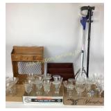 Glass Stemware, Wooden Wall Cabinet, Drawer Organi