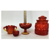 L.E. Smith Amberina Moon and Stars Glassware