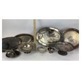 Silver-Plated Serving Trays, Bowls, and Covered Di